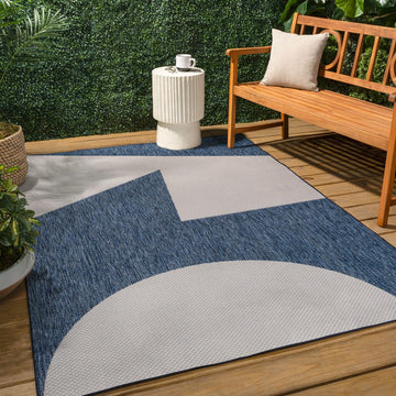 Lucian Modern Geometric Abstract Two-tone Indoor/Outdoor Area Rug